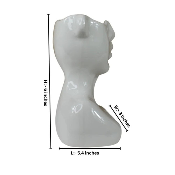 Ceramic Face Vase White Flower Vase for Decor Female Form Face Vase Art Vase -01