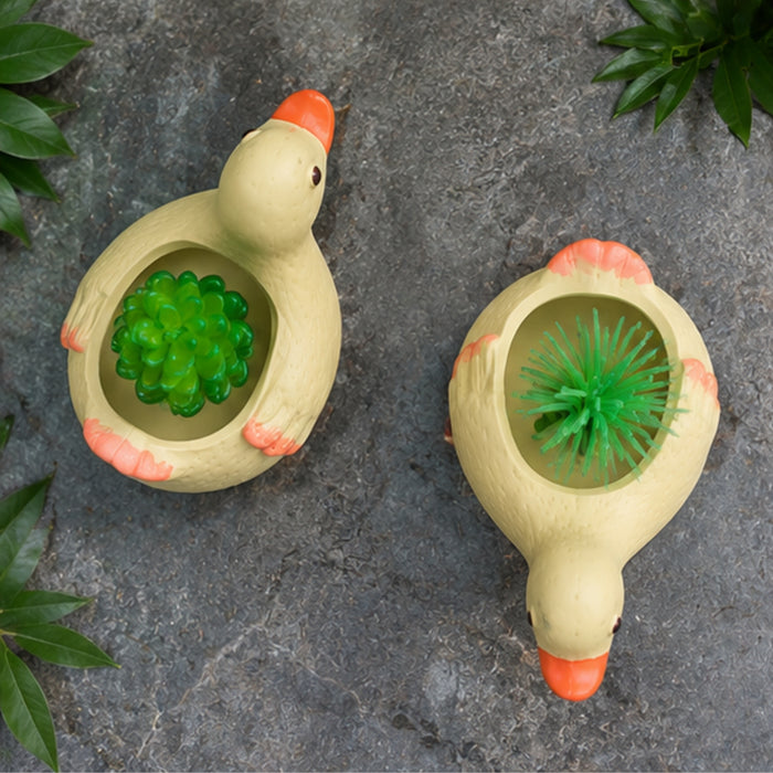 Cute Duck Shaped Ceramic Succulent Planters/Flower Pots (Set of 2)