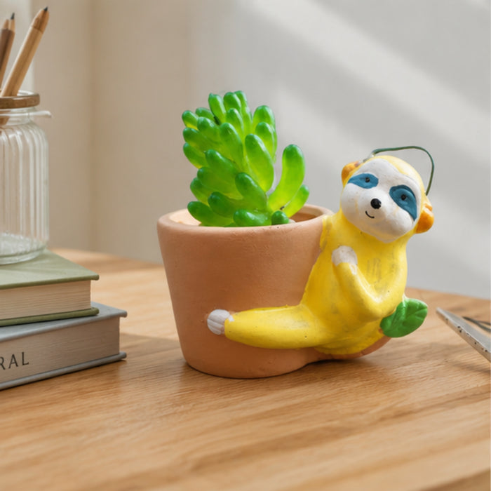 Cute Sloth Hanging/Leaning Ceramic Succulent Planter/Pot for Home Decor, Desk,