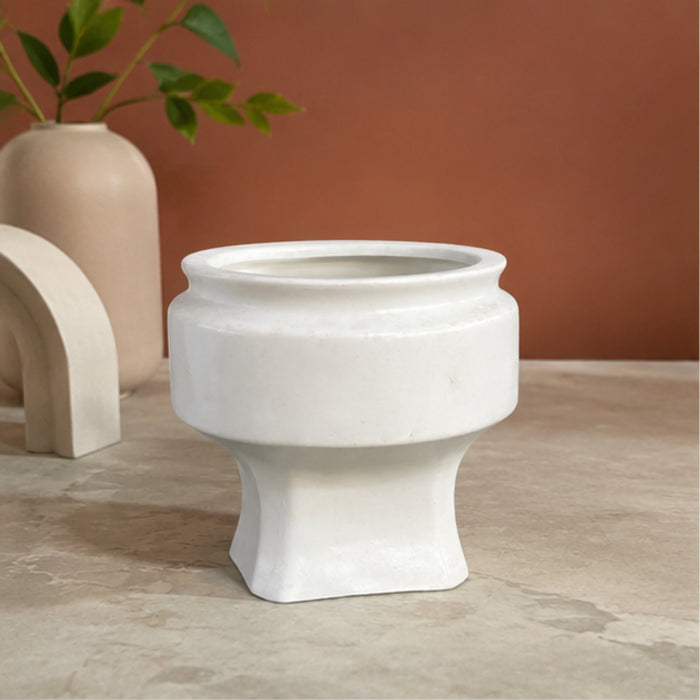 White Ceramic Planter Pot for Indoor Plants and Home Decor