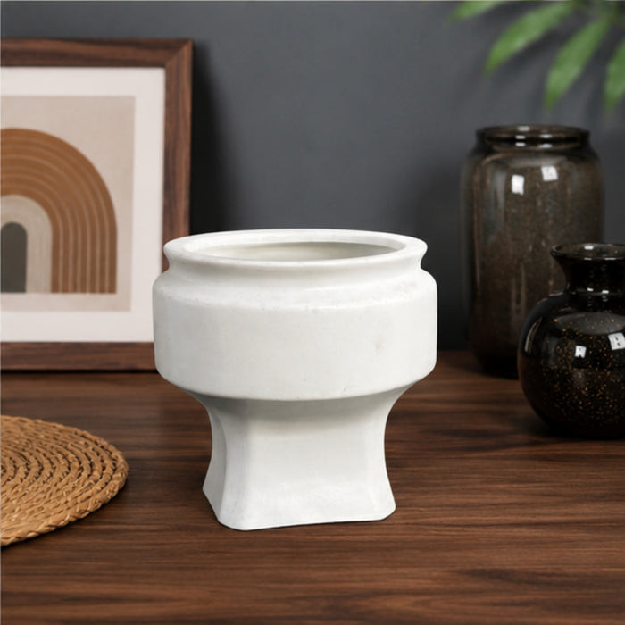 White Ceramic Planter Pot for Indoor Plants and Home Decor