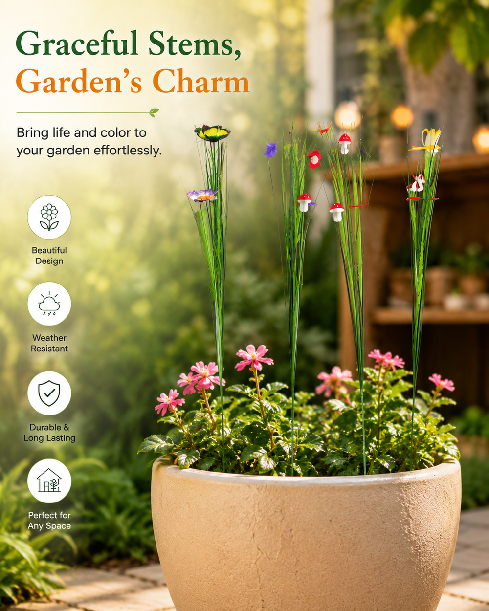 Artificial Garden Sticks butterfly ( set of 4)