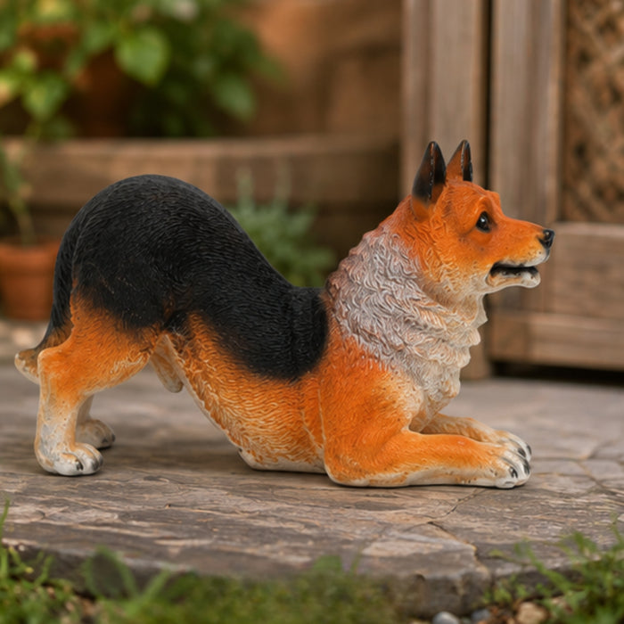 Dog Figurine - Playful Stretch Pose Garden/Home Decor Statue |Lifelike Dog Statue