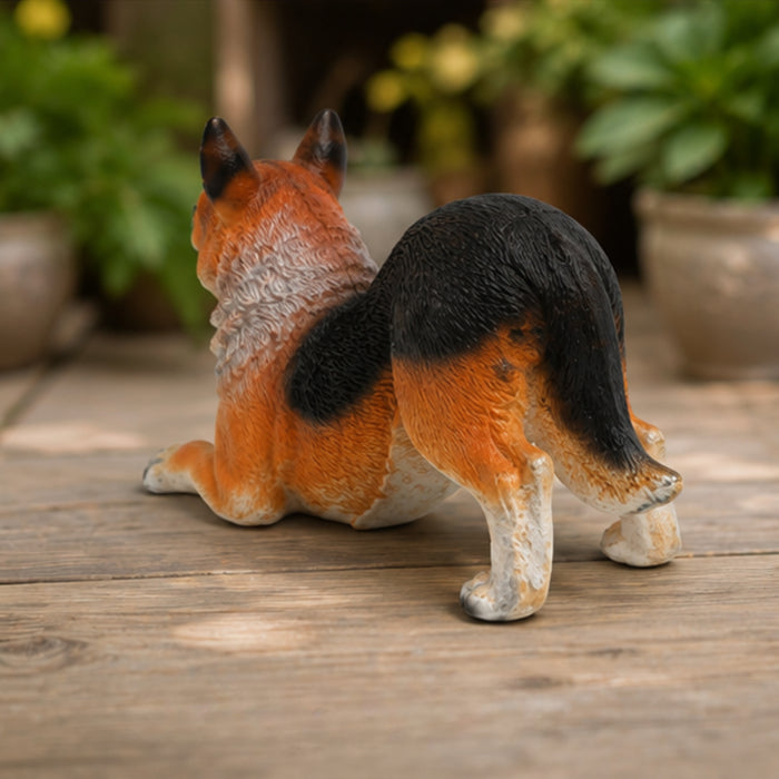 Dog Figurine - Playful Stretch Pose Garden/Home Decor Statue |Lifelike Dog Statue
