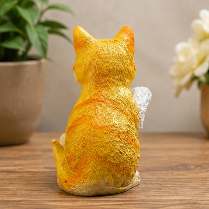 Yellow,Orange and White Kitten Figurine with Blue Eyes