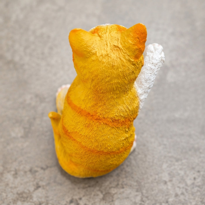 Yellow,Orange and White Kitten Figurine with Blue Eyes