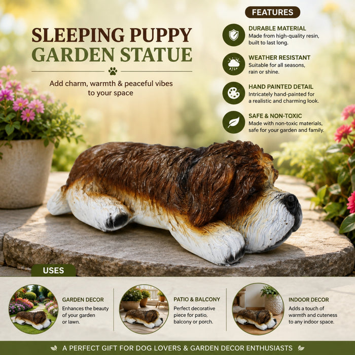 Sleeping Puppy Garden Statue
