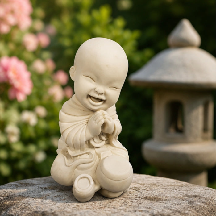 Baby Monk Sitting with Folded Hands (Buddha Statue, Monk Statue, Garden Statue, Outdoor décor, Resin décor) (Feng Shui Items, Zen Garden)