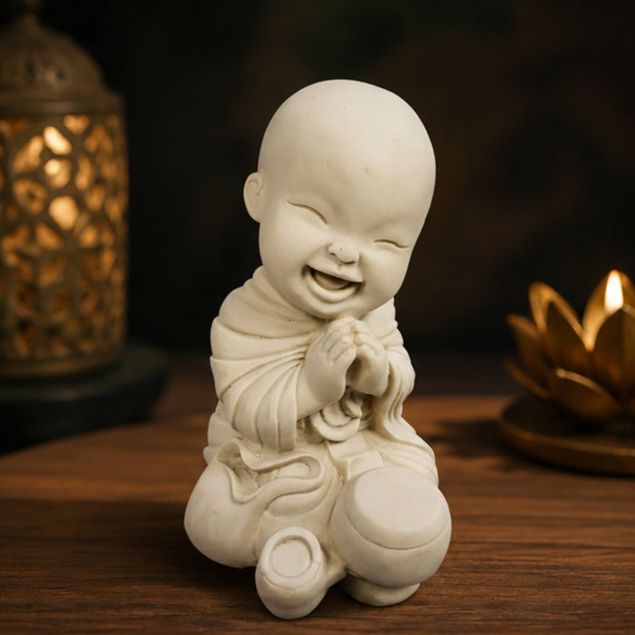 Baby Monk Sitting with Folded Hands (Buddha Statue, Monk Statue, Garden Statue, Outdoor décor, Resin décor) (Feng Shui Items, Zen Garden)