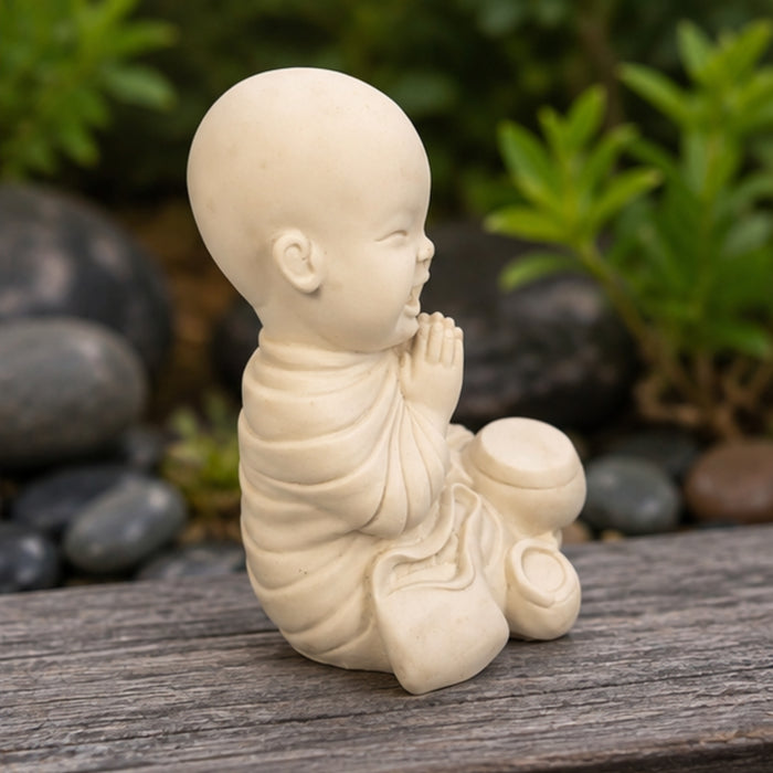 Baby Monk Sitting with Folded Hands (Buddha Statue, Monk Statue, Garden Statue, Outdoor décor, Resin décor) (Feng Shui Items, Zen Garden)