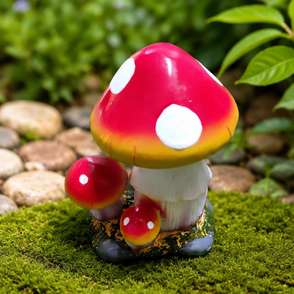 Colorful 8 inch Resin Natural Mushroom Outdoor Garden Ornament