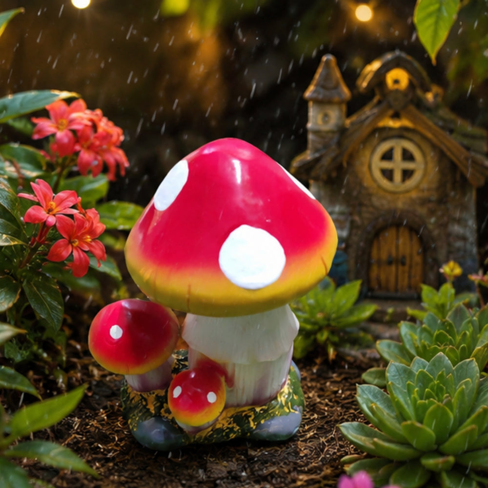 Colorful 8 inch Resin Natural Mushroom Outdoor Garden Ornament