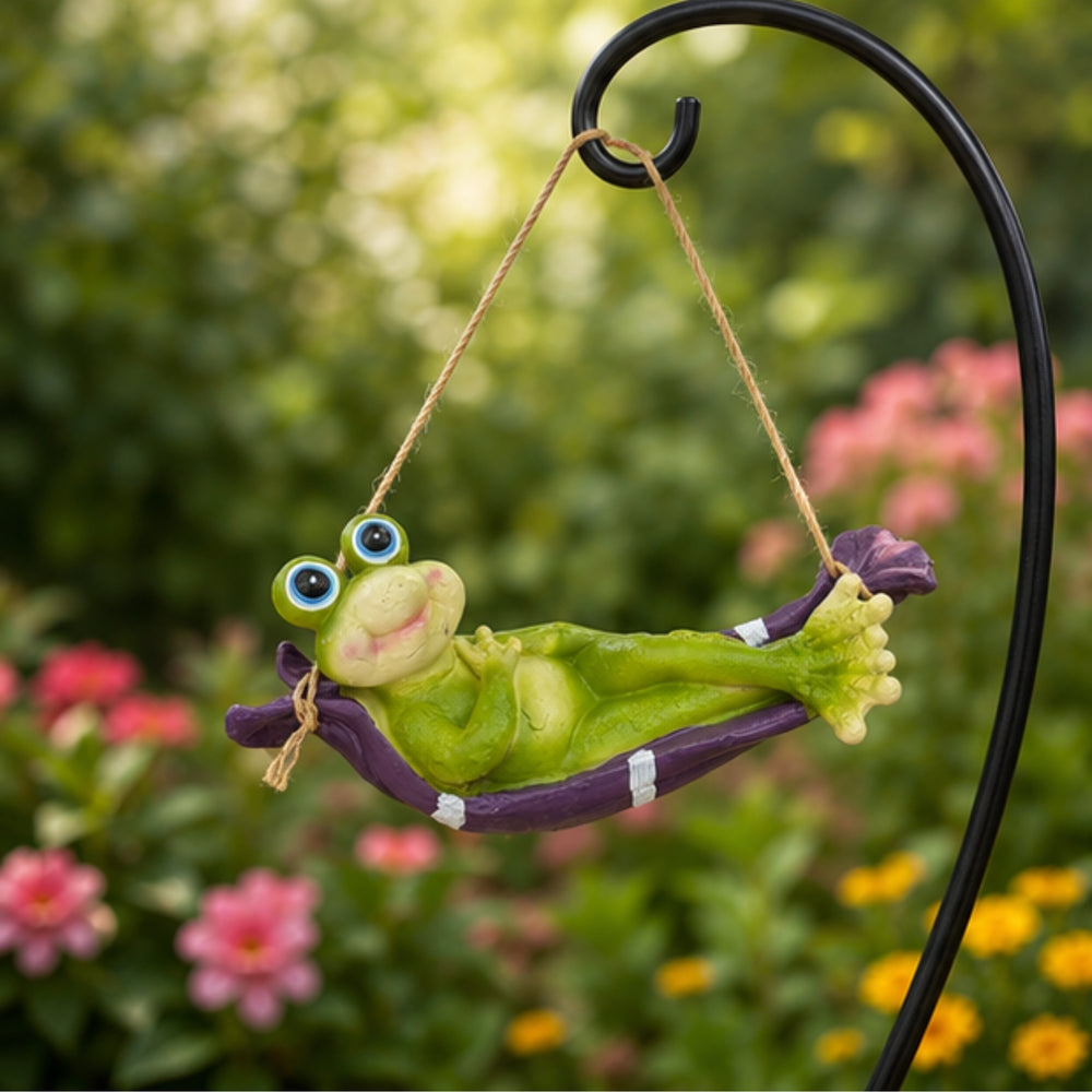 Frog on Hammock - Cheerful Garden & Indoor Hanging Décor