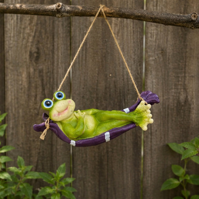 Frog on Hammock - Cheerful Garden & Indoor Hanging Décor