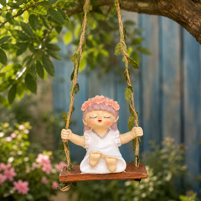 Whimsical Mini Hanging Fairy Garden Statue(White)