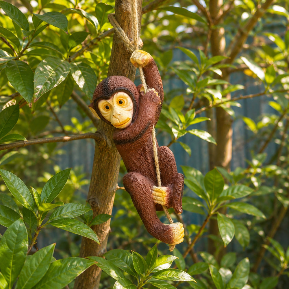 Hand-Painted Mini Hanging Monkey Garden Statue - Realistic Climbing Resin Sculpture