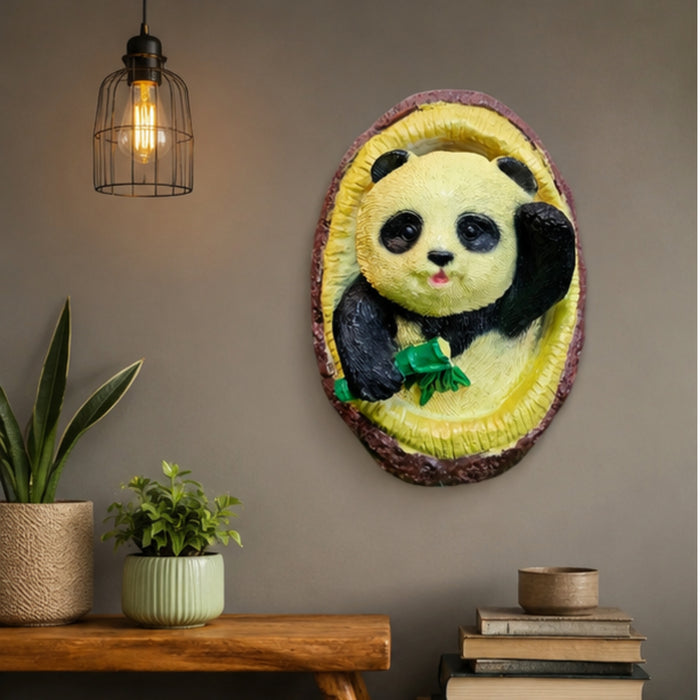 Cute Panda Wall Hanging with Bamboo