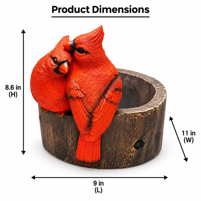 Poly-Resin Bird Feeder (Two Love Birds Sitting on Bowl)