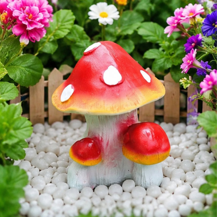 Resin Mushroom Small Size Statue for Garden Decor (red Colour)
