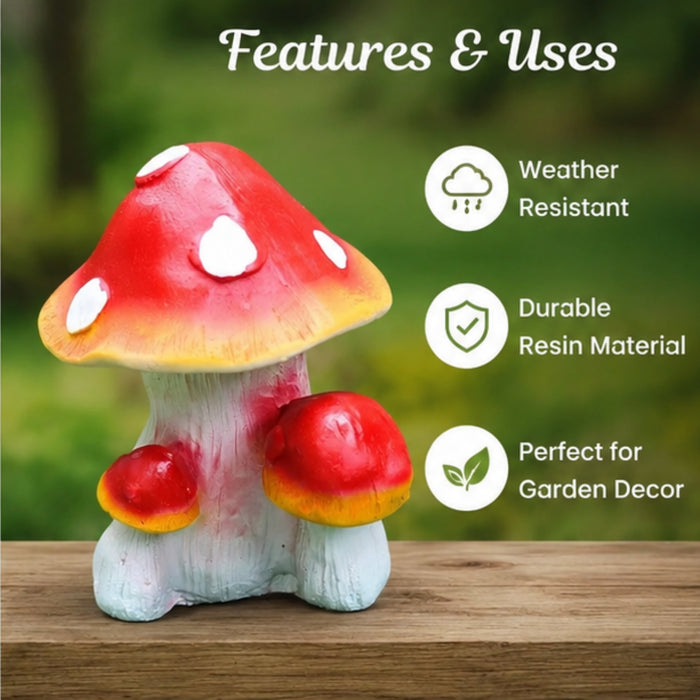 Resin Mushroom Small Size Statue for Garden Decor (red Colour)