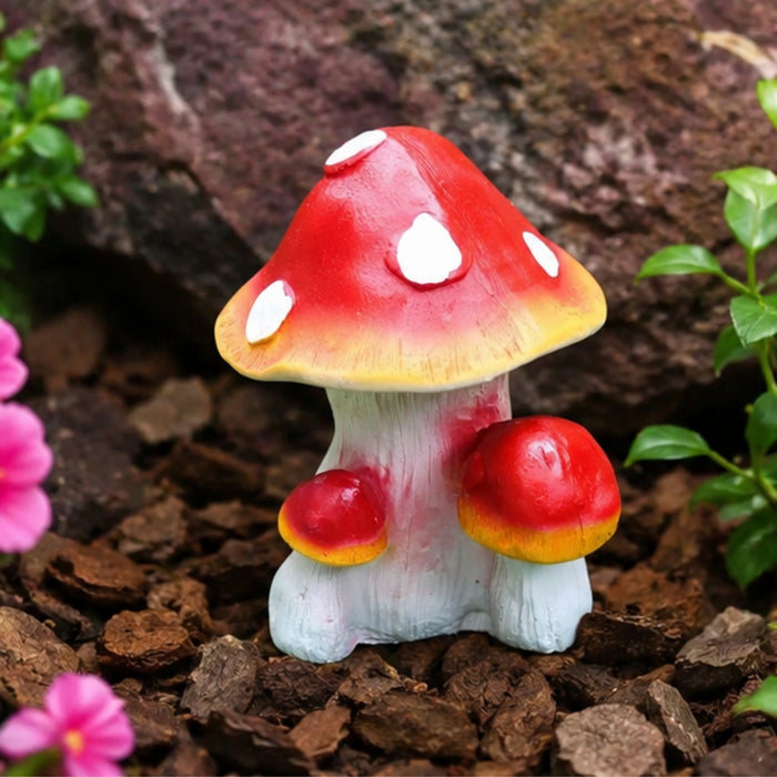 Resin Mushroom Small Size Statue for Garden Decor (red Colour)