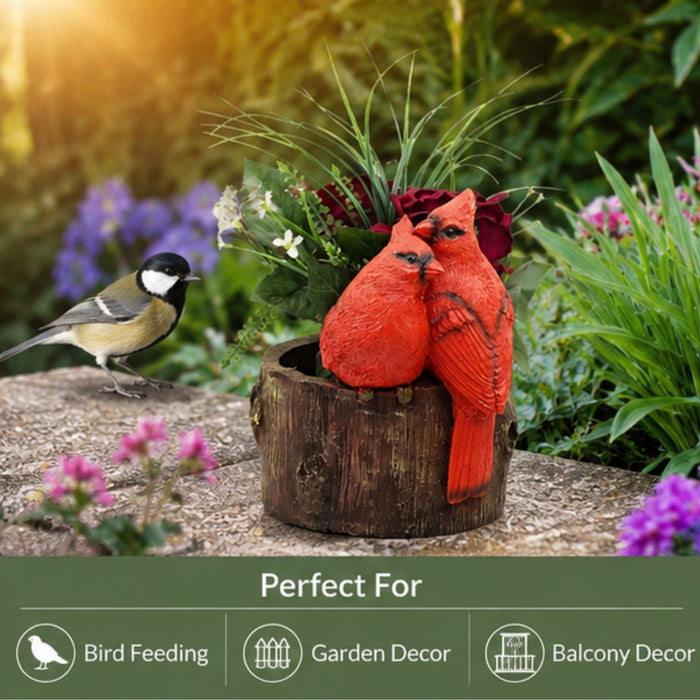 Poly-Resin Bird Feeder (Two Love Birds Sitting on Bowl)