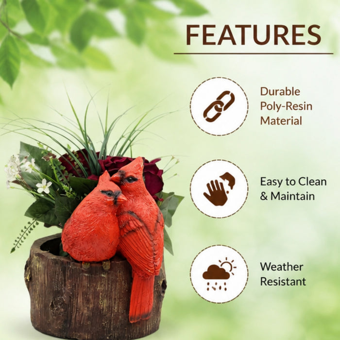 Poly-Resin Bird Feeder (Two Love Birds Sitting on Bowl)