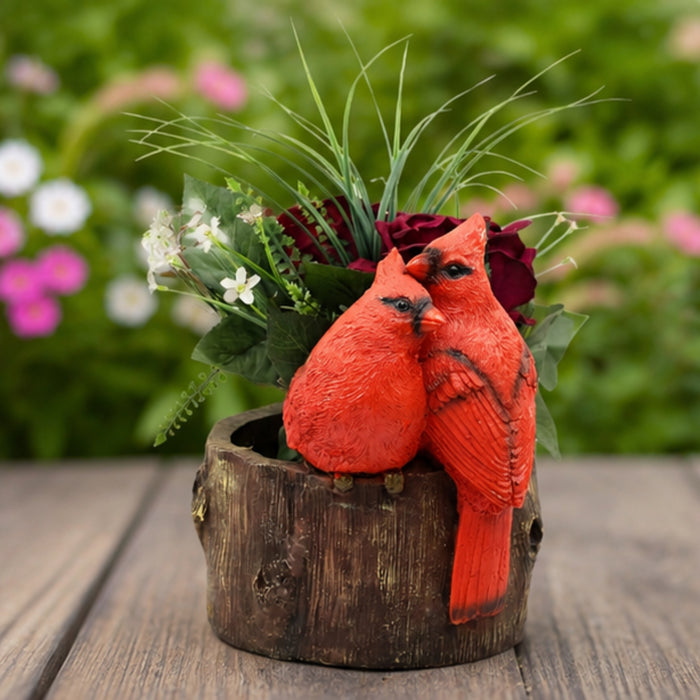 Poly-Resin Bird Feeder (Two Love Birds Sitting on Bowl)