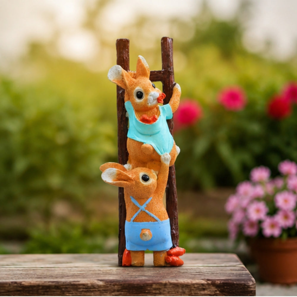 Bunny Climbing Ladder Garden Decor - 11 Inch