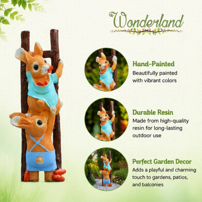 Bunny Climbing Ladder Garden Decor - 11 Inch