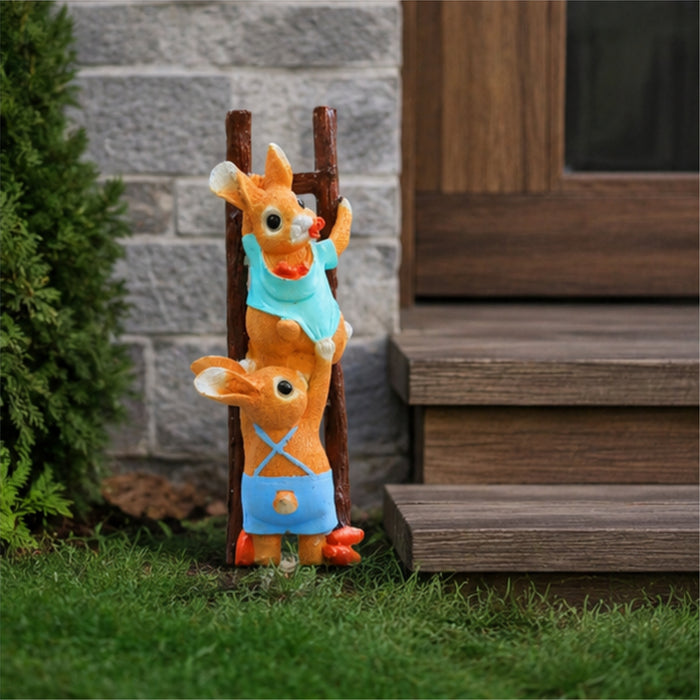 Bunny Climbing Ladder Garden Decor - 11 Inch