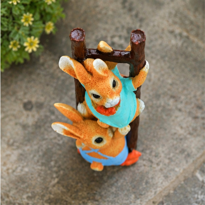 Bunny Climbing Ladder Garden Decor - 11 Inch