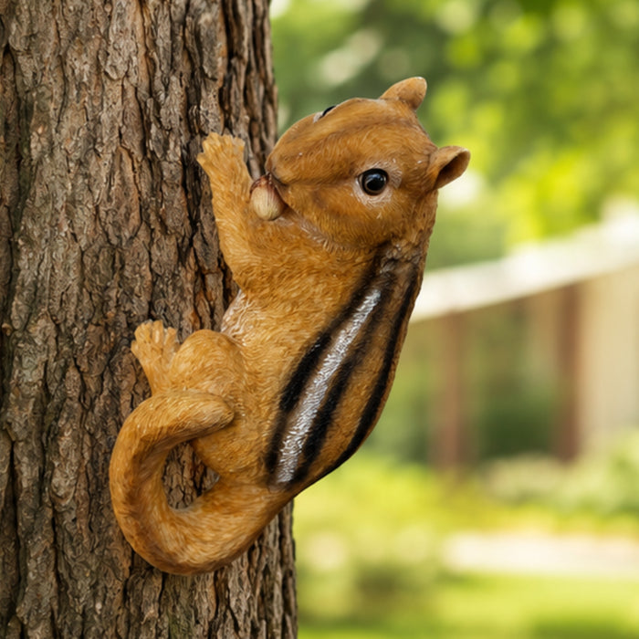Climbing Chipmunk Tree Peeker Garden Statue