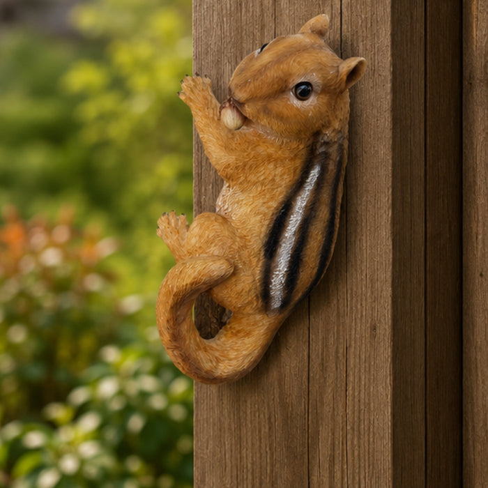 Climbing Chipmunk Tree Peeker Garden Statue