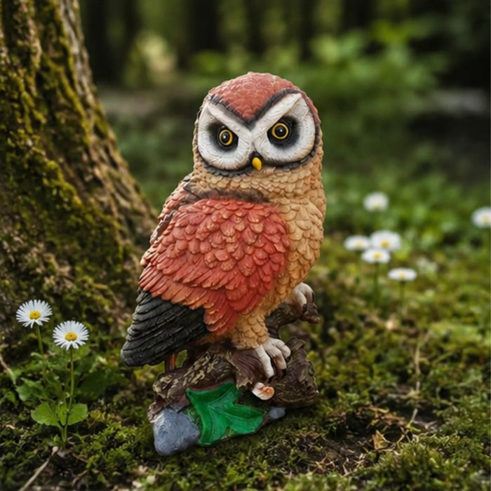 Resin  Owl Garden Statue - Bird Figurine for Home & Patio Decor