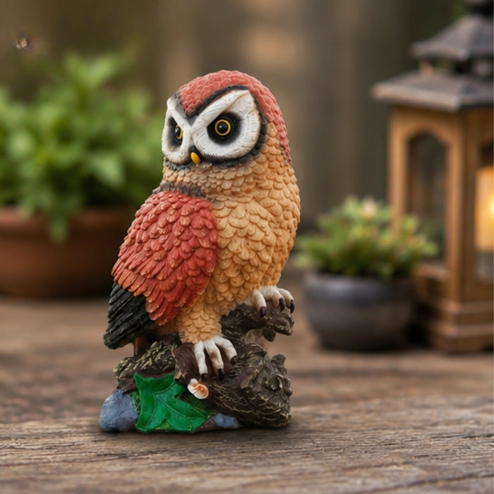 Resin  Owl Garden Statue - Bird Figurine for Home & Patio Decor