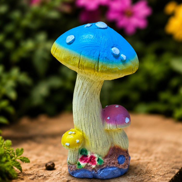 Trio Mushroom Garden Statue – Hand-Painted Resin Fairy Garden Decor