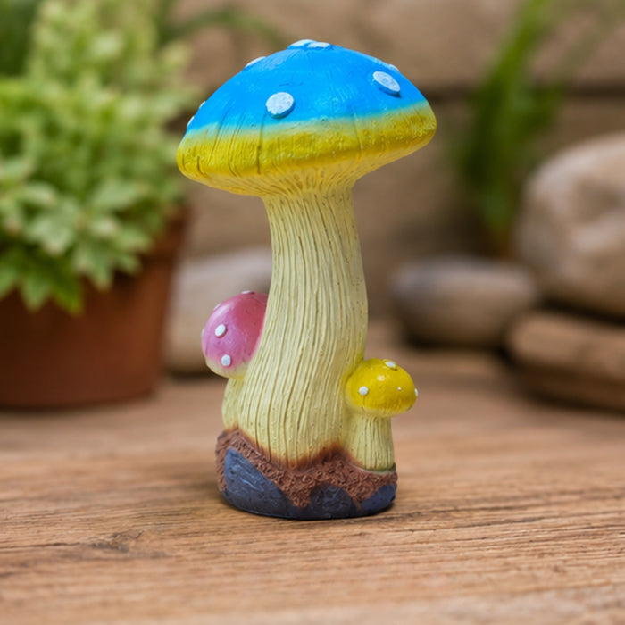 Trio Mushroom Garden Statue – Hand-Painted Resin Fairy Garden Decor