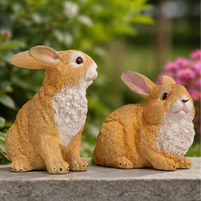 7 Inch Brown Rabbit Set of 2 for Garden Décor