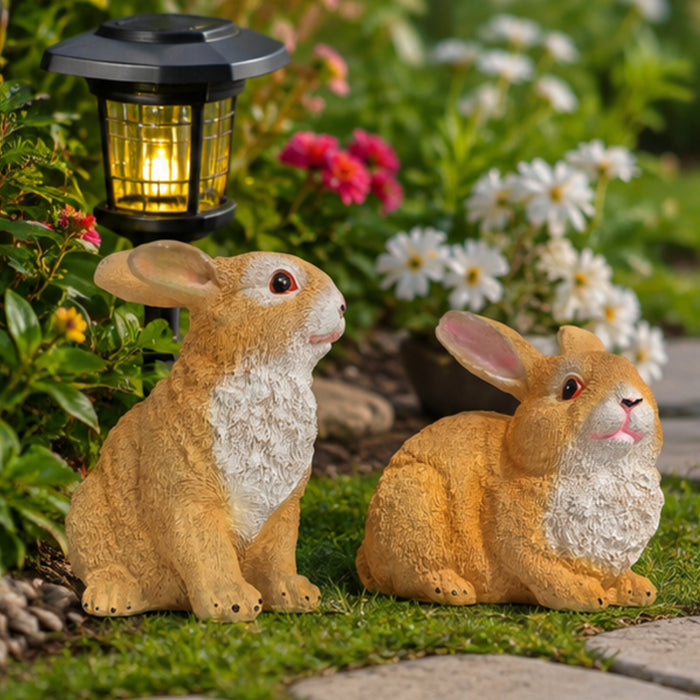 7 Inch Brown Rabbit Set of 2 for Garden Décor