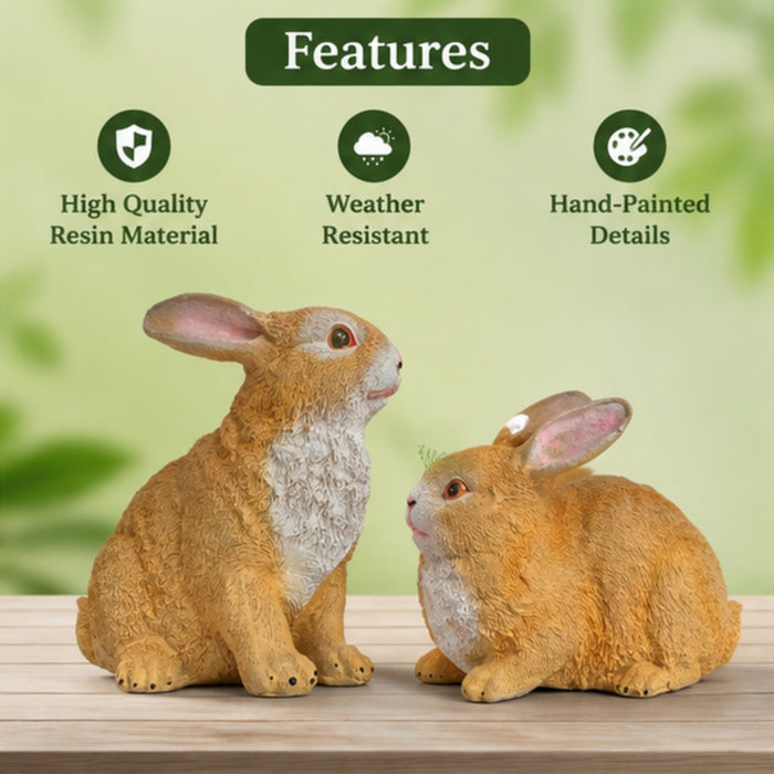 7 Inch Brown Rabbit Set of 2 for Garden Décor