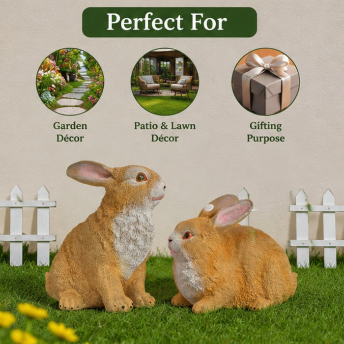 7 Inch Brown Rabbit Set of 2 for Garden Décor