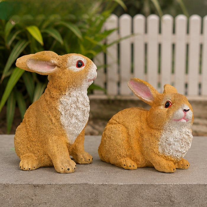 7 Inch Brown Rabbit Set of 2 for Garden Décor