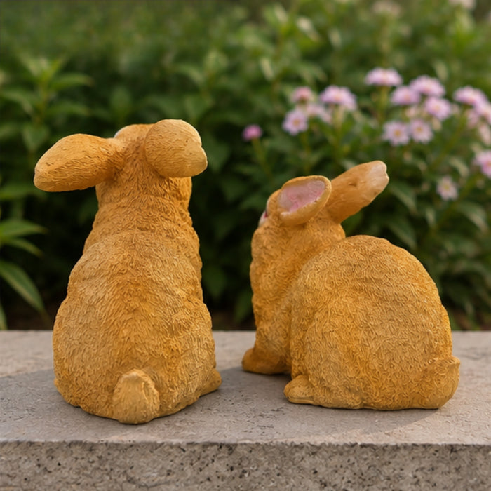 7 Inch Brown Rabbit Set of 2 for Garden Décor