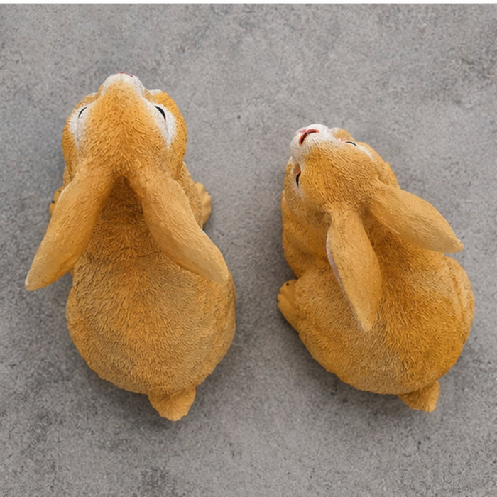 7 Inch Brown Rabbit Set of 2 for Garden Décor