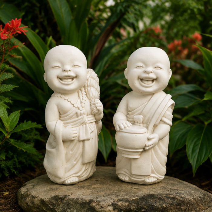 ( Set of 2 ) 13 inch Resin Standing Monk Statues