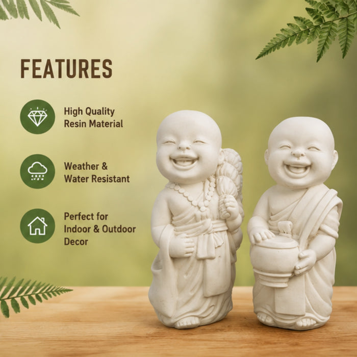 ( Set of 2 ) 13 inch Resin Standing Monk Statues