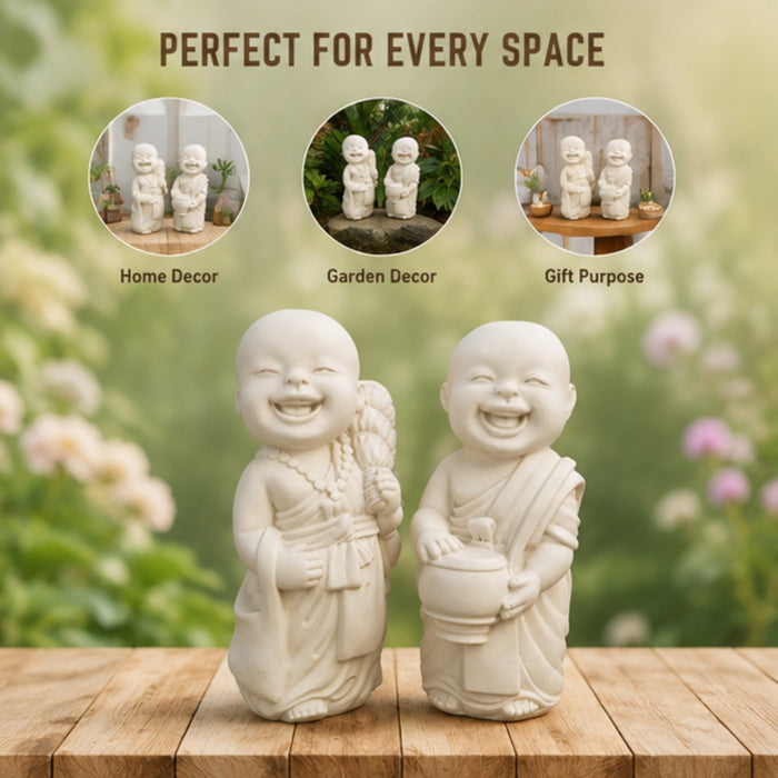 ( Set of 2 ) 13 inch Resin Standing Monk Statues
