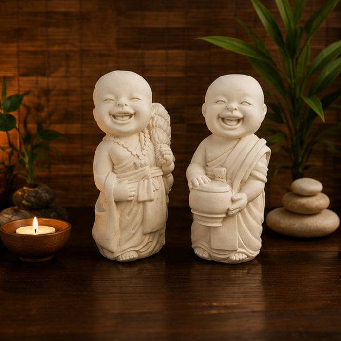 ( Set of 2 ) 13 inch Resin Standing Monk Statues