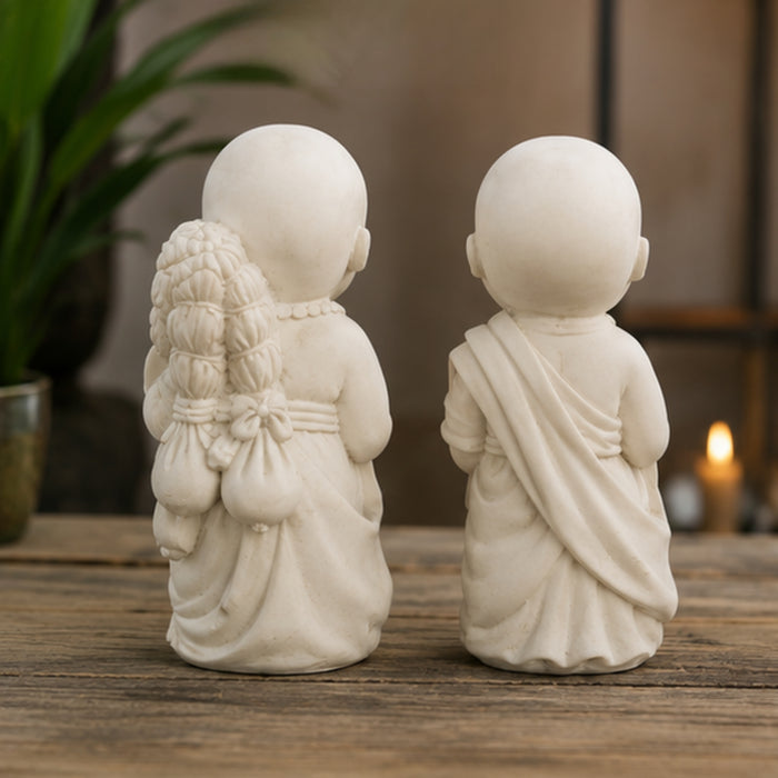 ( Set of 2 ) 13 inch Resin Standing Monk Statues